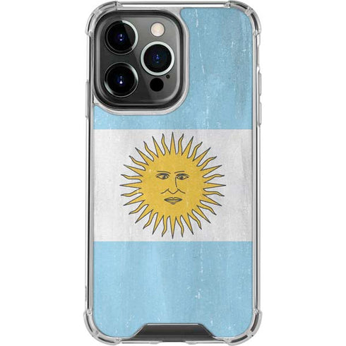 Argentina Flag Distressed iPhone 14 Pro Clear Case